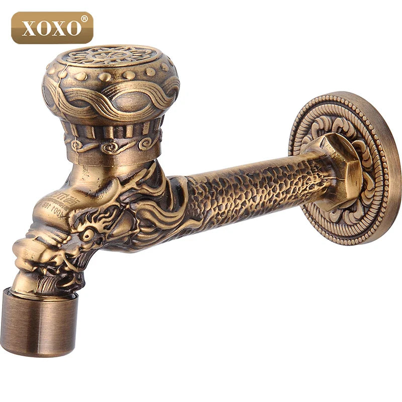 Afralia™ Dragon style Bathroom Wall Mount Washing Machine Water Faucet Tap