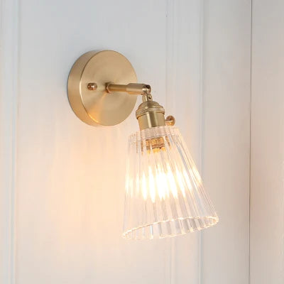 Afralia™ Copper Glass Wall Light Nordic Vintage Sconce Bathroom Bedroom Home Lighting