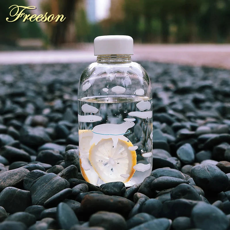 Afralia™ Animal Glass Water Bottle with Sleeve | Cute Kawaii Design for Outdoor Activities