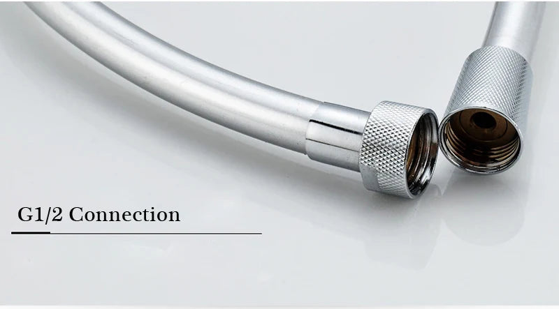 Afralia™ High Pressure PVC Shower Hose with Handheld Head - Silver & Golden Smooth Design