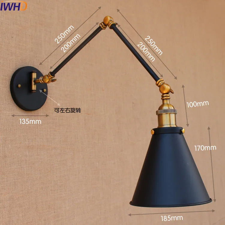 Afralia™ Swing Arm Wall Light Gold Copper Vintage Sconce Edison Loft Wall Lamp