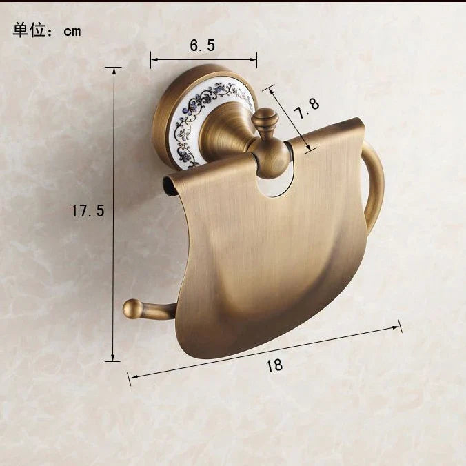 Afralia™ Brass Wall Mounted Paper Holder Bathroom Accessories Antique Finish