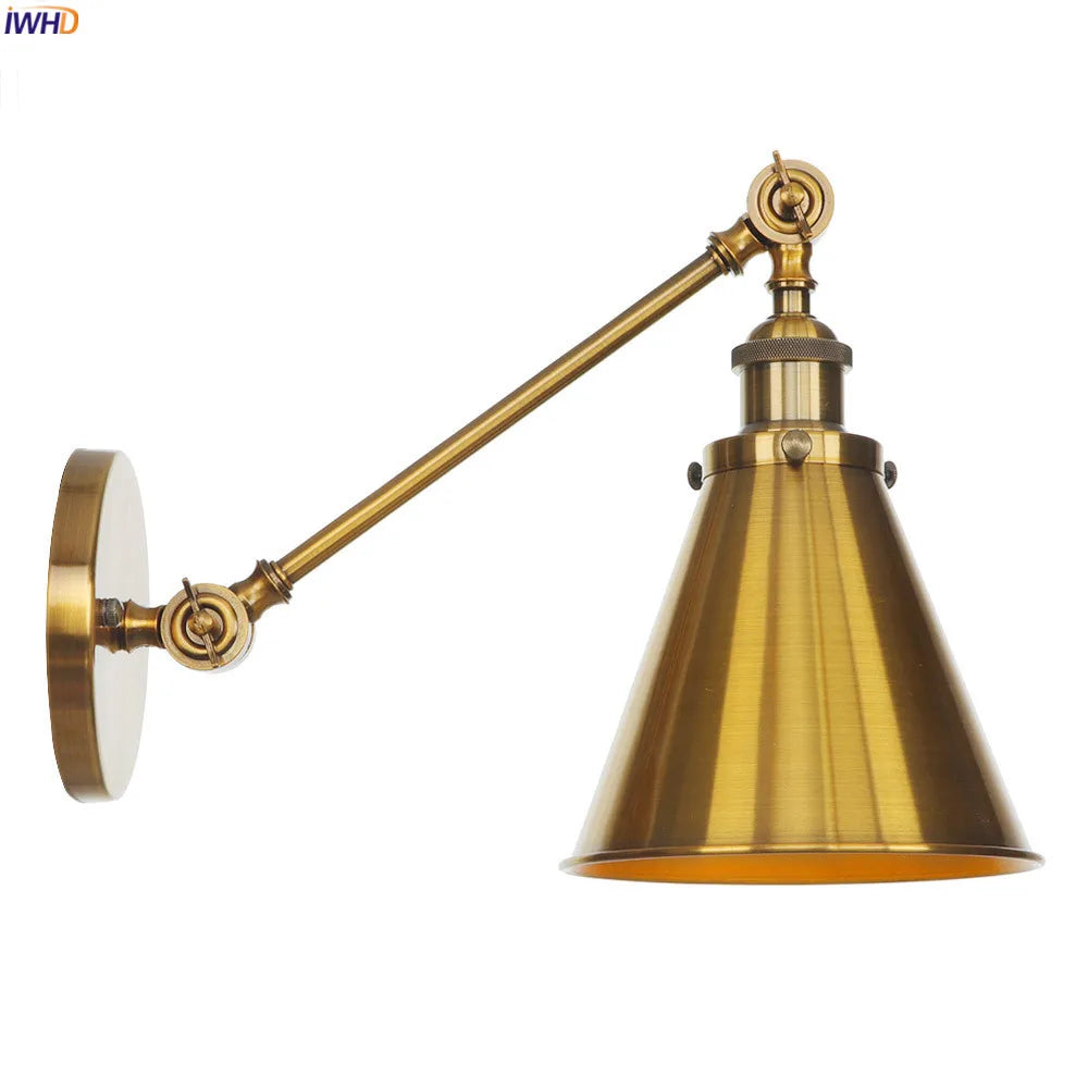 Afralia™ Loft Industrial LED Wall Light Swing Arm Antique Sconces