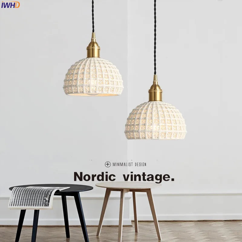 Afralia™ Ceramic Copper Pendant Light | Nordic Japan Style Dinning Living Room Lamp