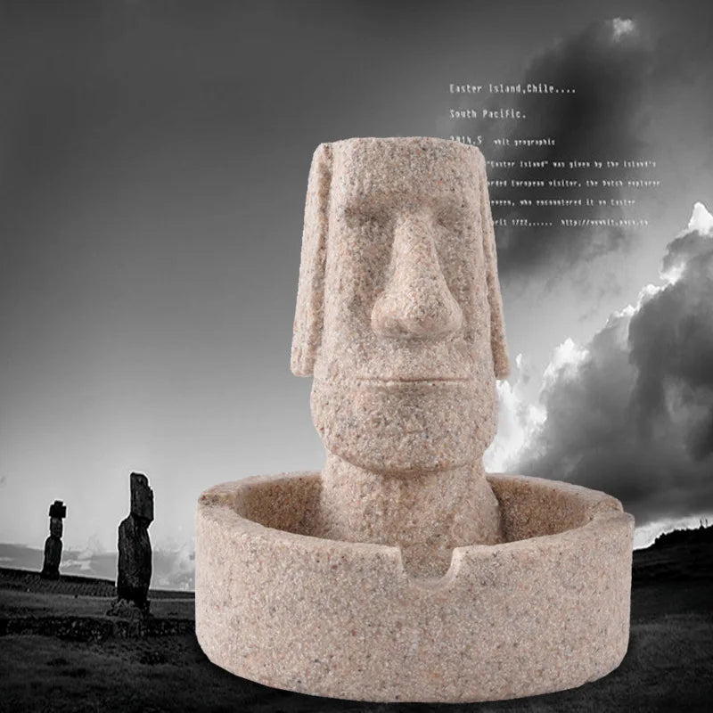 Afralia™ Moai Statues Pukao Figurines Retro Nordic Art Bookshelf Decor Office Desk Ornament