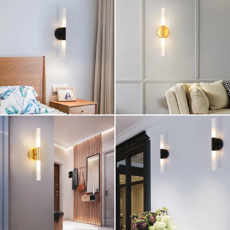 Afralia™ LED Tube Wall Light for Bedroom Bathroom Foyer Living Room, Modern Metal Up Down Lamps