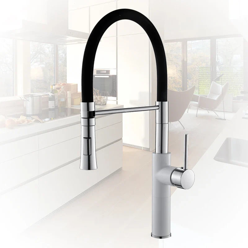Afralia™ Chrome Dual Sprayer Kitchen Sink Faucet - Deck Mount Pull Down Mixer