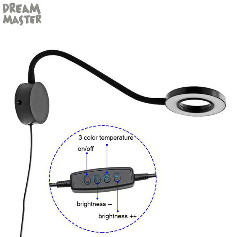 Afralia™ Dimmable LED Wall Lamp for Bedside Reading, USB Powered, Gooseneck Bedroom Light