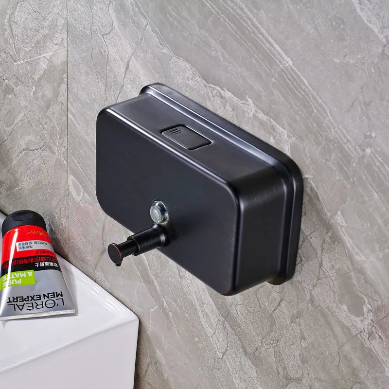 Afralia™ Matte Black Stainless Steel Soap Dispenser Wall Mounted 1000ML