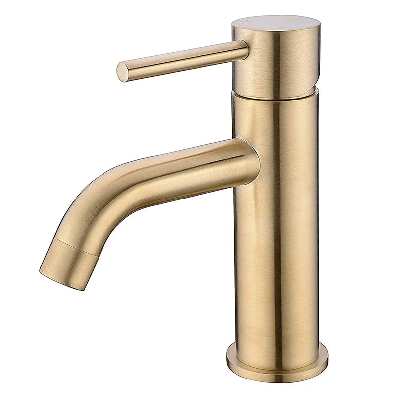 Afralia™ Golden Brass Basin Faucet Deck Mounted Vessel Sink Mixer Tap Hot Cold