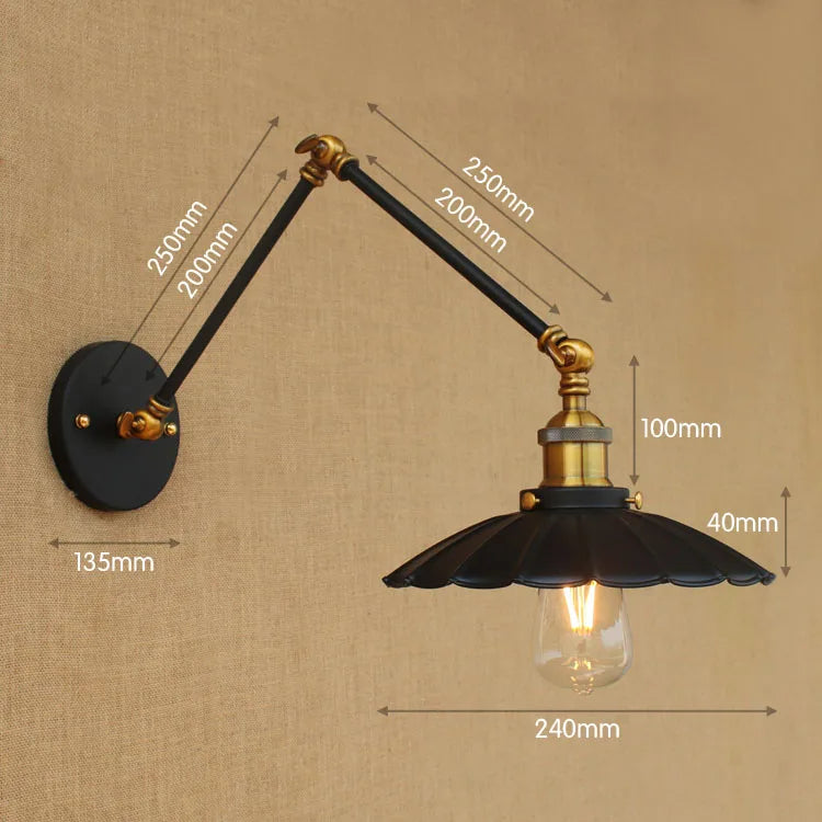 Afralia™ Swing Arm Wall Light Gold Copper Vintage Sconce Edison Loft Wall Lamp