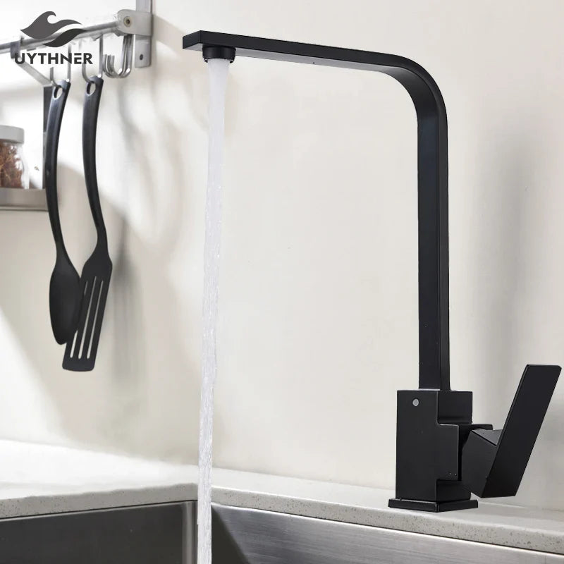 Afralia™ Kitchen Faucet: Brushed Gold/Nickle/Black Hot Cold Mixer Crane Water Tap