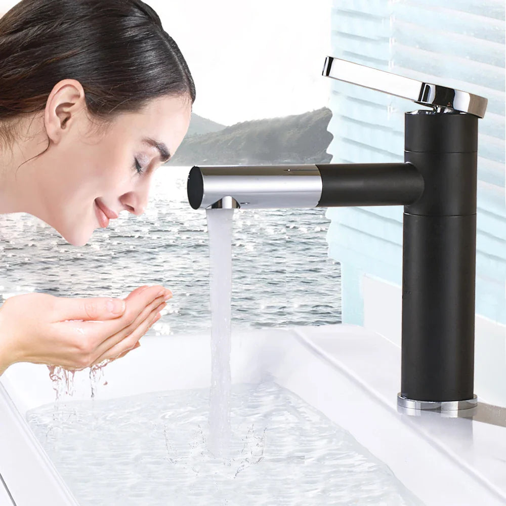 Afralia™ Brass Bathroom Faucet Vessel Sink Mixer - Swivel Spout Deck Mounted Vanity Tap - White/Black Color