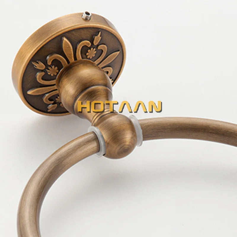 Afralia™ Antique Brass Wall-Mounted Round Towel Holder - Classic Bathroom Accessories
