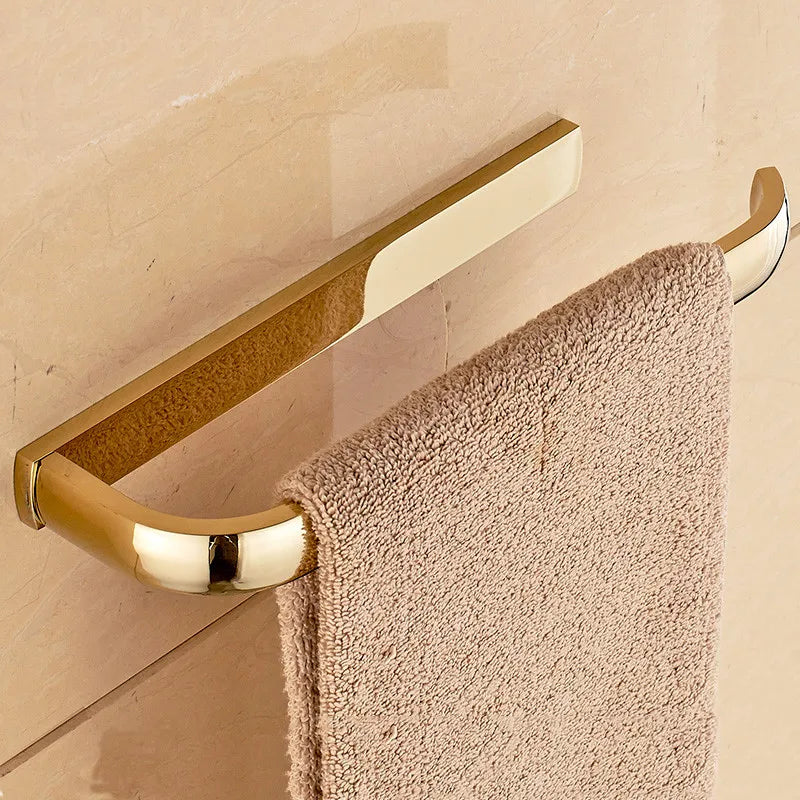 Afralia™ Brass Bathroom Accessories Set: Towel Rings, Toilet Paper Holder, Towel Rail, Shelf