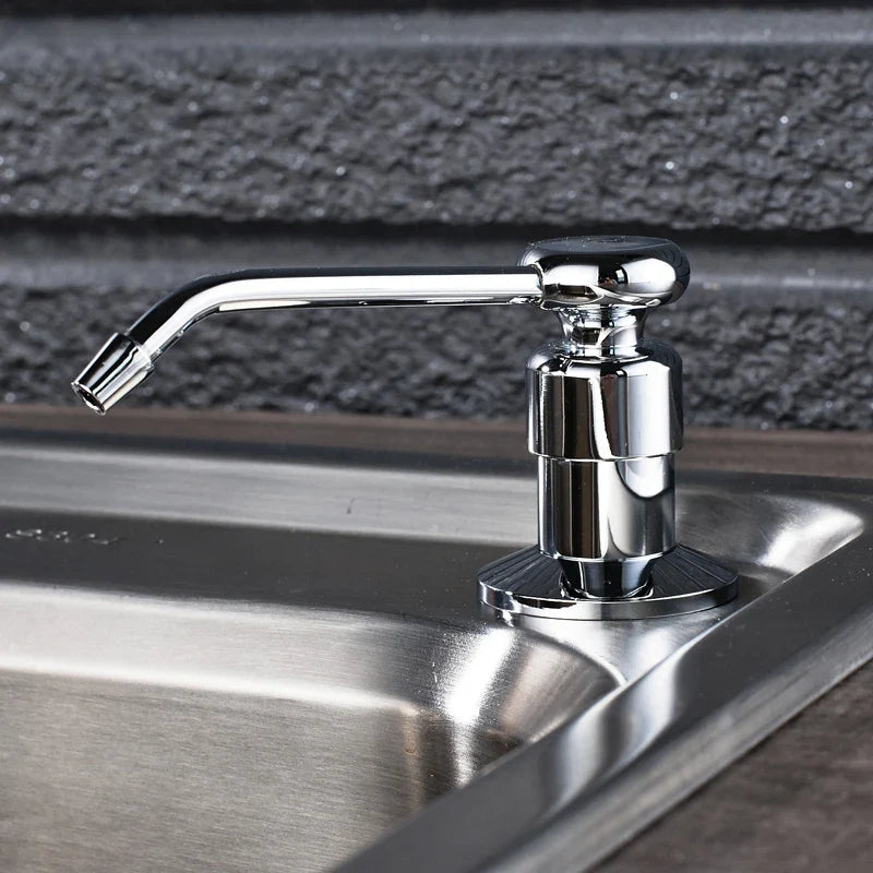 Afralia™ Chrome Polished Kitchen Soap Dispenser 220ML - Brass Liquid Dispenser
