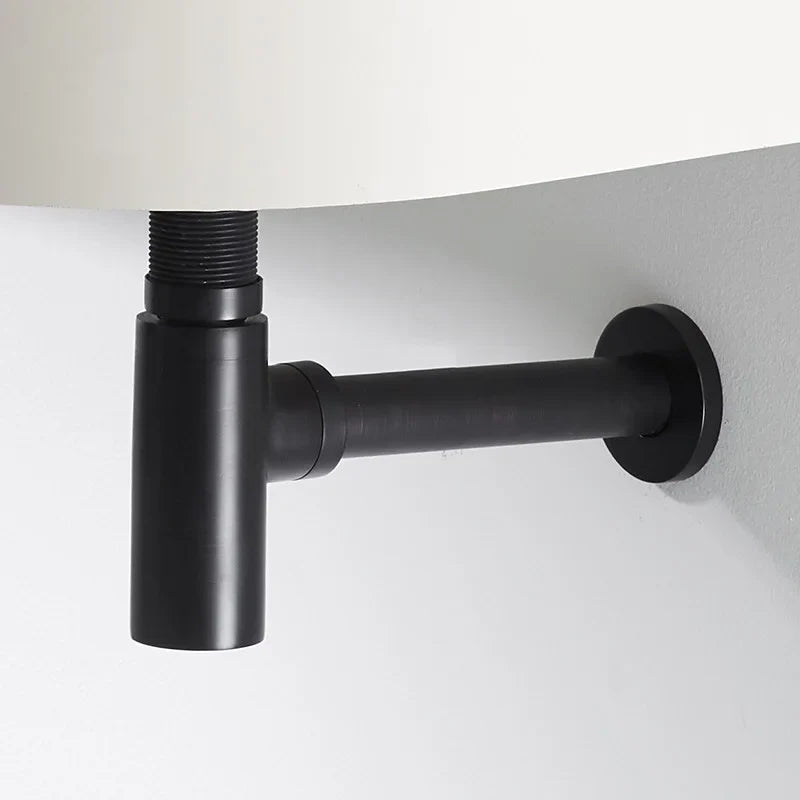 Afralia™ Brass Round Bottle Trap Oil Rubbed Bronze Black Siphon for Bathroom Vanity