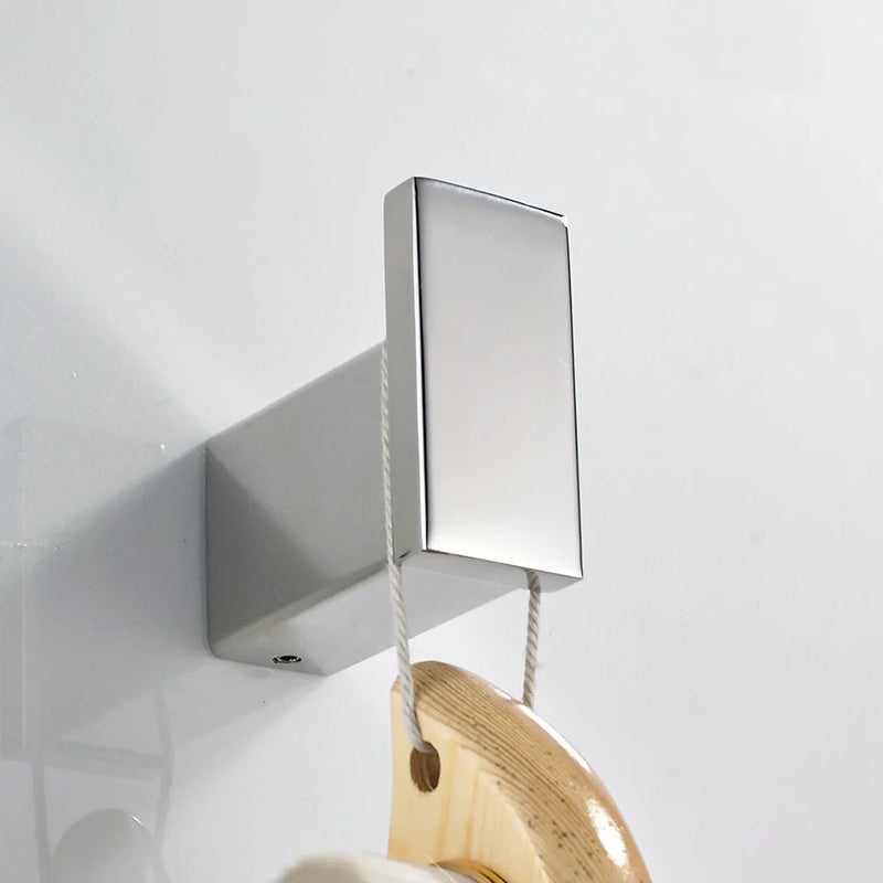 Afralia™ Stainless Steel Square Robe Hooks for Hanging Clothes and Towels