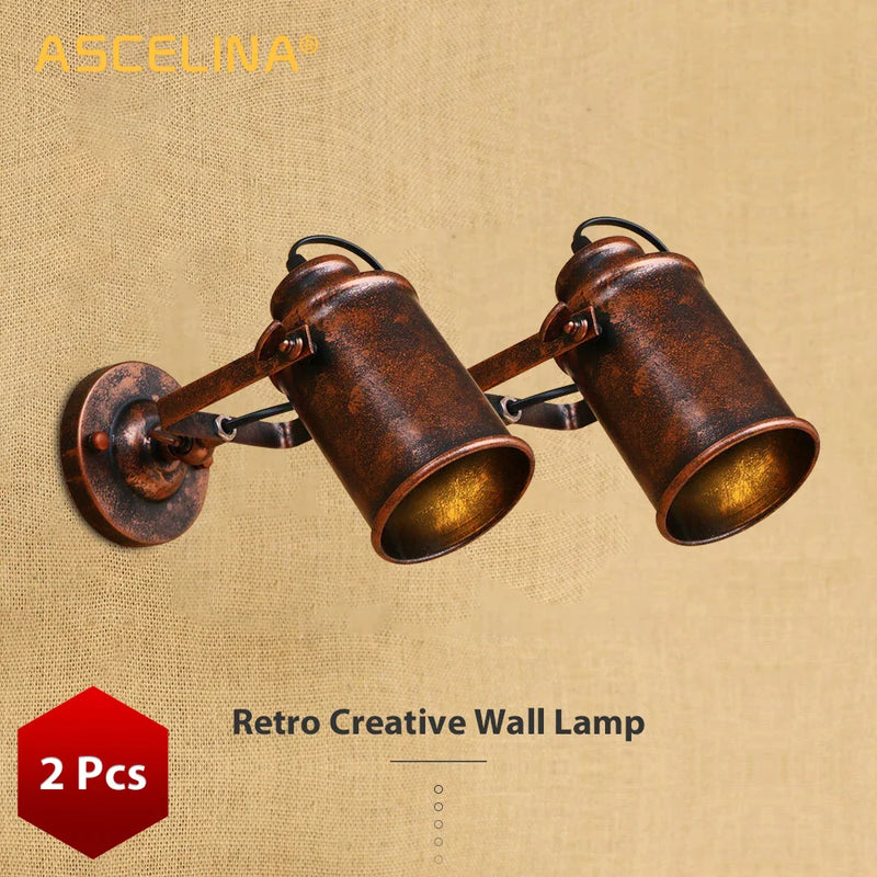 Wall Lamp Industrial Style Rustic Loft Country Sconce for Bar Cafe Home Decoration - Set of 2 by Afralia™