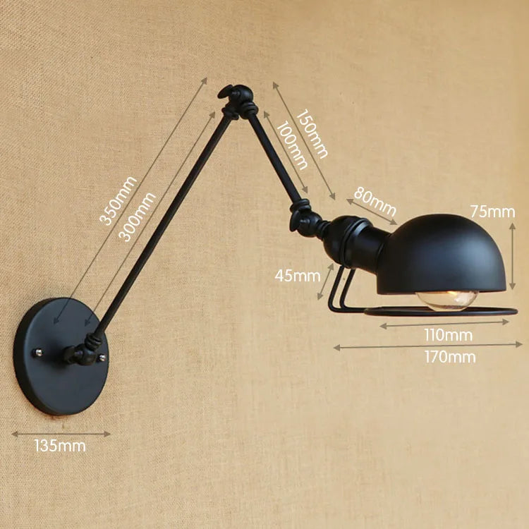 Afralia™ Industrial Vintage Wall Sconce Swing Arm Light Fixture