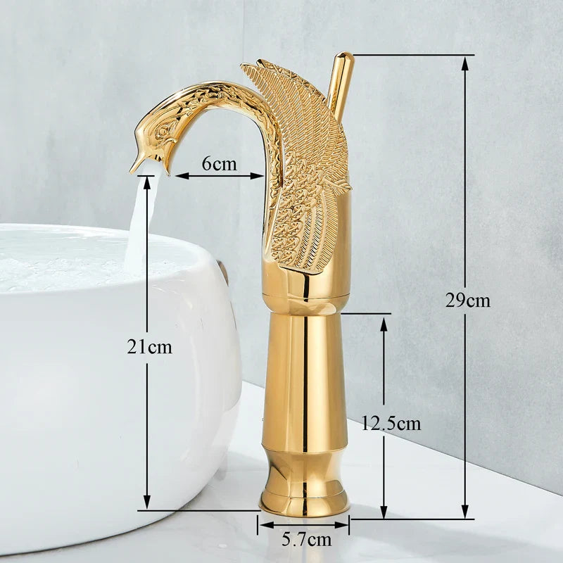 Afralia™ Golden Swan Bathroom Mixer Faucet - Deck Mount Basin Tap with One Handle