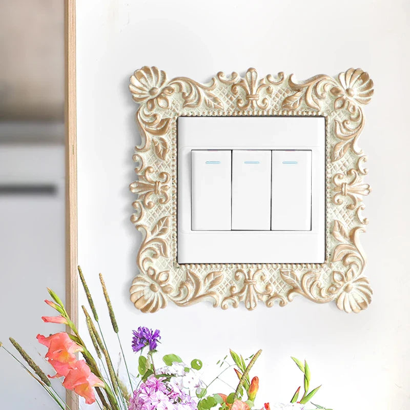 Afralia™ Square Flower Pattern Light Switch Cover Sticker for Home Wall Decor
