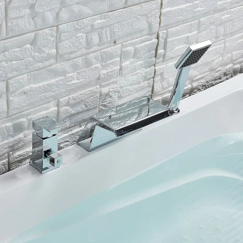 Afralia™ Waterfall Bathtub Faucet Single Handle Handheld Tub Mixer Taps Chrome