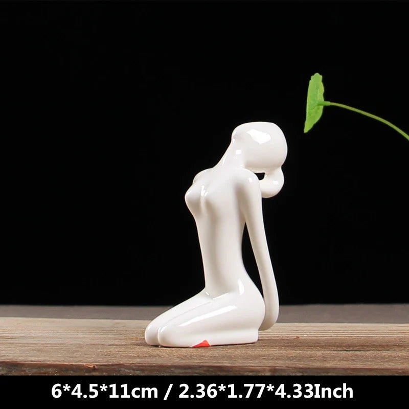 Afralia™ Ceramic Yoga Figurines: Abstract Art Porcelain Home & Office Decor Ornament