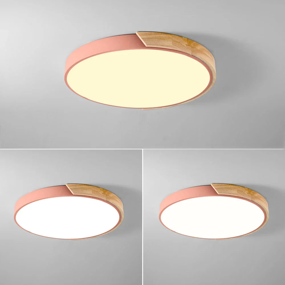 Afralia™ Nordic Wood Ceiling Lights Modern Colorful Bedroom Lamps 30cm 40cm
