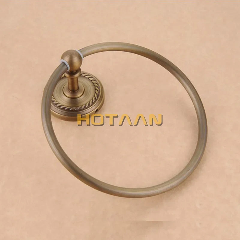 Afralia™ Antique Brass Wall-Mounted Round Towel Ring Holder