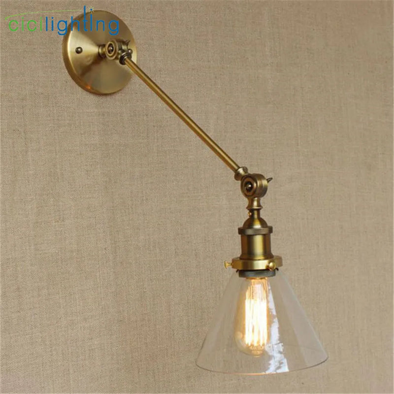 Afralia™ Brass Copper Wall Sconce Glass Wall Lamp