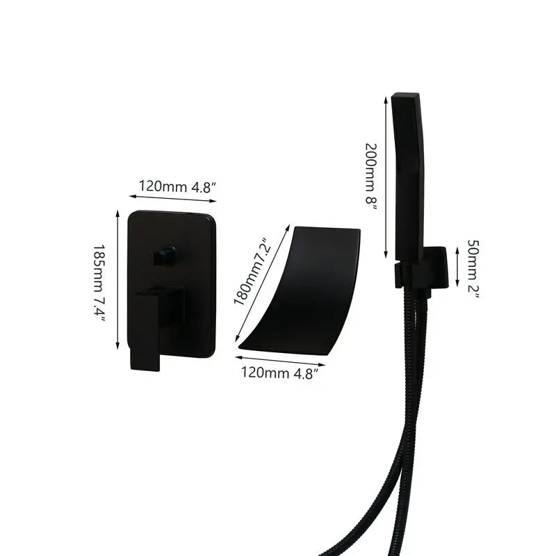 Afralia™ Matte Black Waterfall Shower Faucet Set with Hand Shower