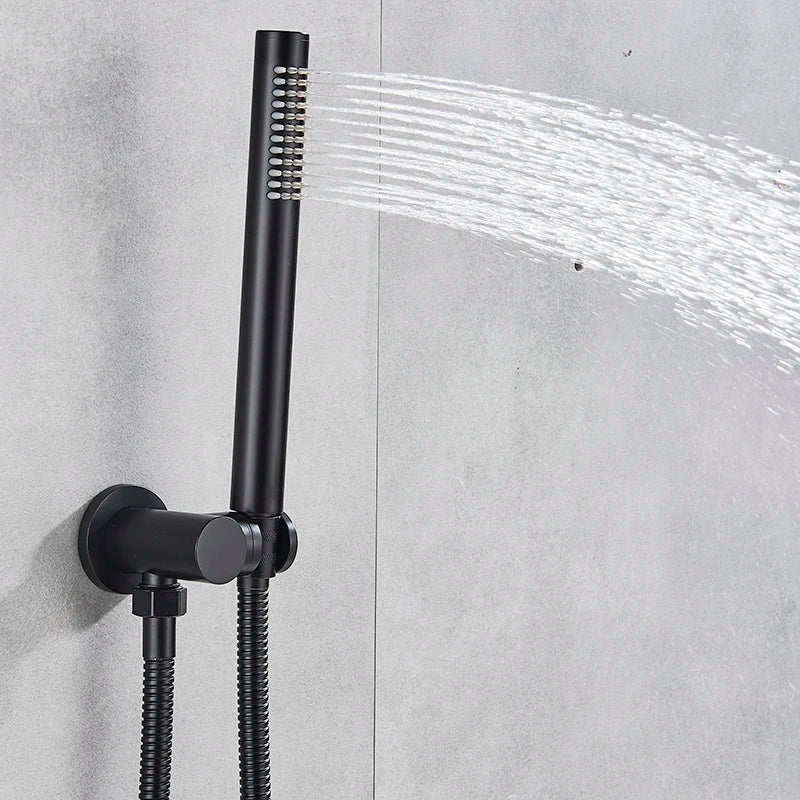 Afralia™ Matte Black 2 Function Shower Faucet Set Wall Mounted with Rounder Shower Head