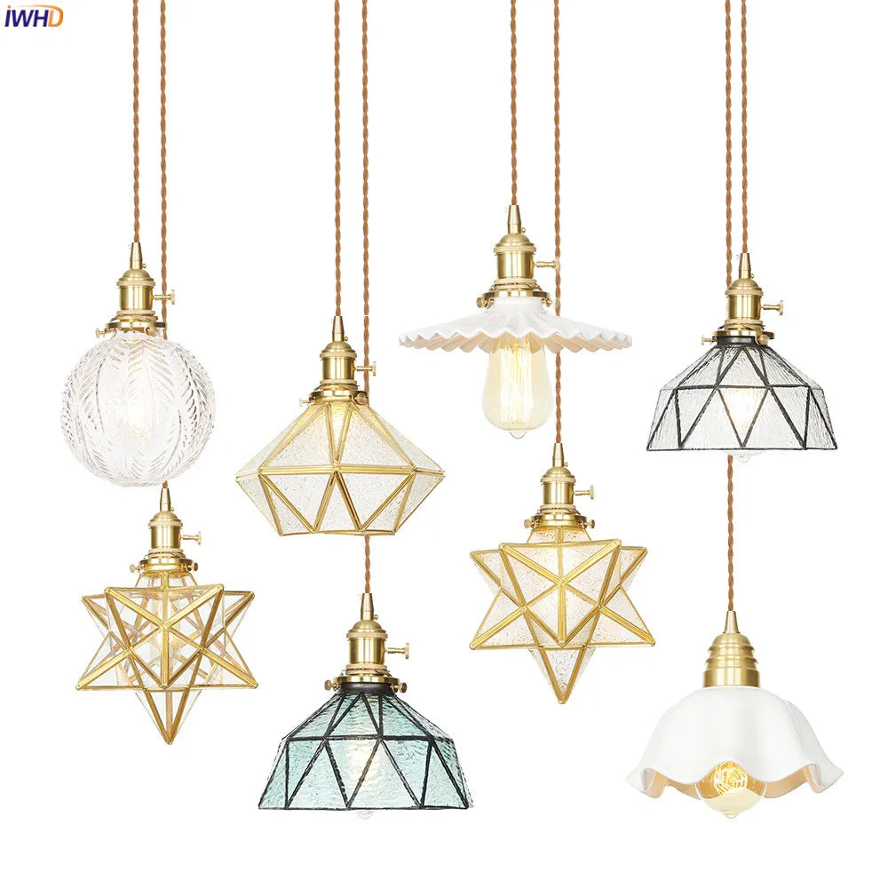 Afralia™ Nordic LED Copper Glass Pendant Light for Modern Style Living Spaces