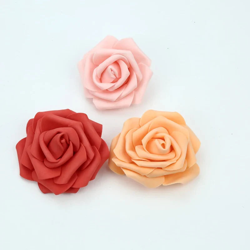 Afralia™ Foam Roses Flower Wall Home Wedding Decoration Bridal Brooch Handmade Artificial Flowers