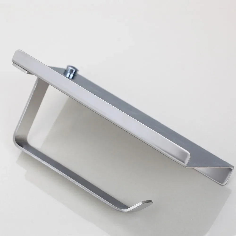 Afralia™ Chrome Wall Toilet Paper Holder & Towel Rack Phone Storage