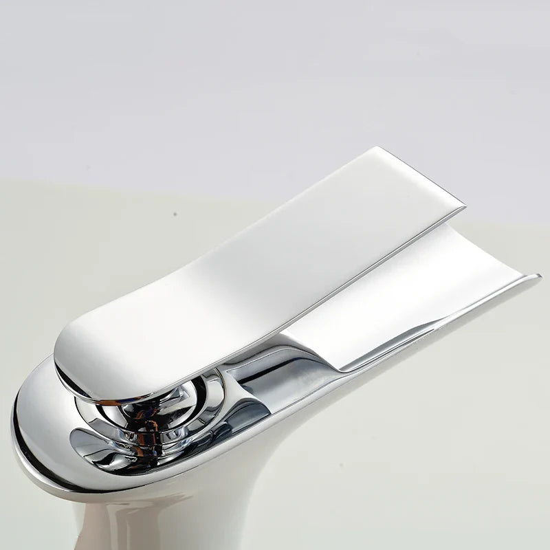 Afralia™ White Waterfall Basin Faucet Mixer Tap - Modern Single Hole Bathroom Faucet
