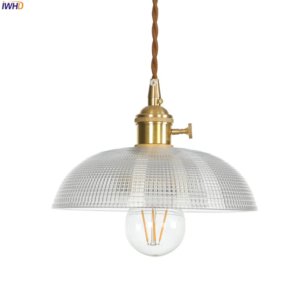 Afralia™ Nordic Edison LED Pendant Light Copper Glass Hanglamp