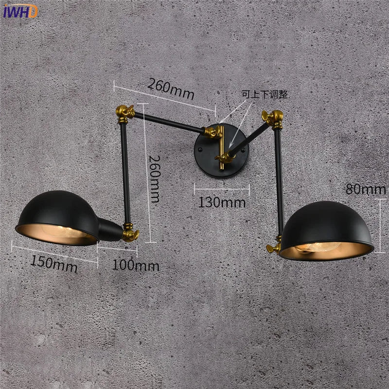 Afralia™ Vintage Industrial Swing Arm Wall Sconce Retro Edison Light Fixtures