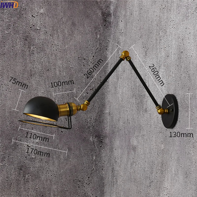 Afralia™ Retro Swing Arm LED Wall Sconce Light Industrial Loft Style Luminaire