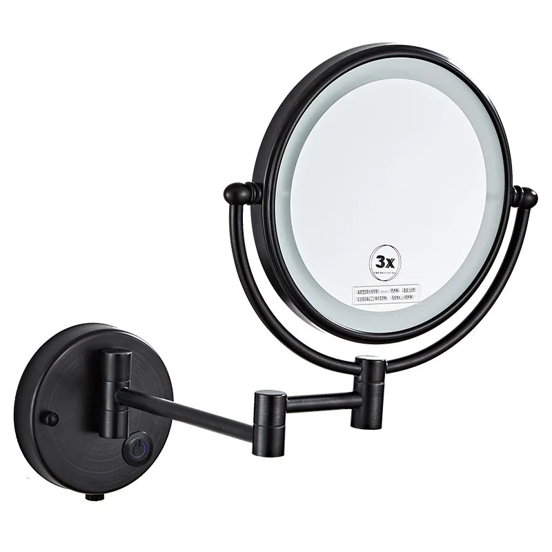 Afralia™ LED Wall Mounted Makeup Mirror 8" Folding Cosmetic Mirror