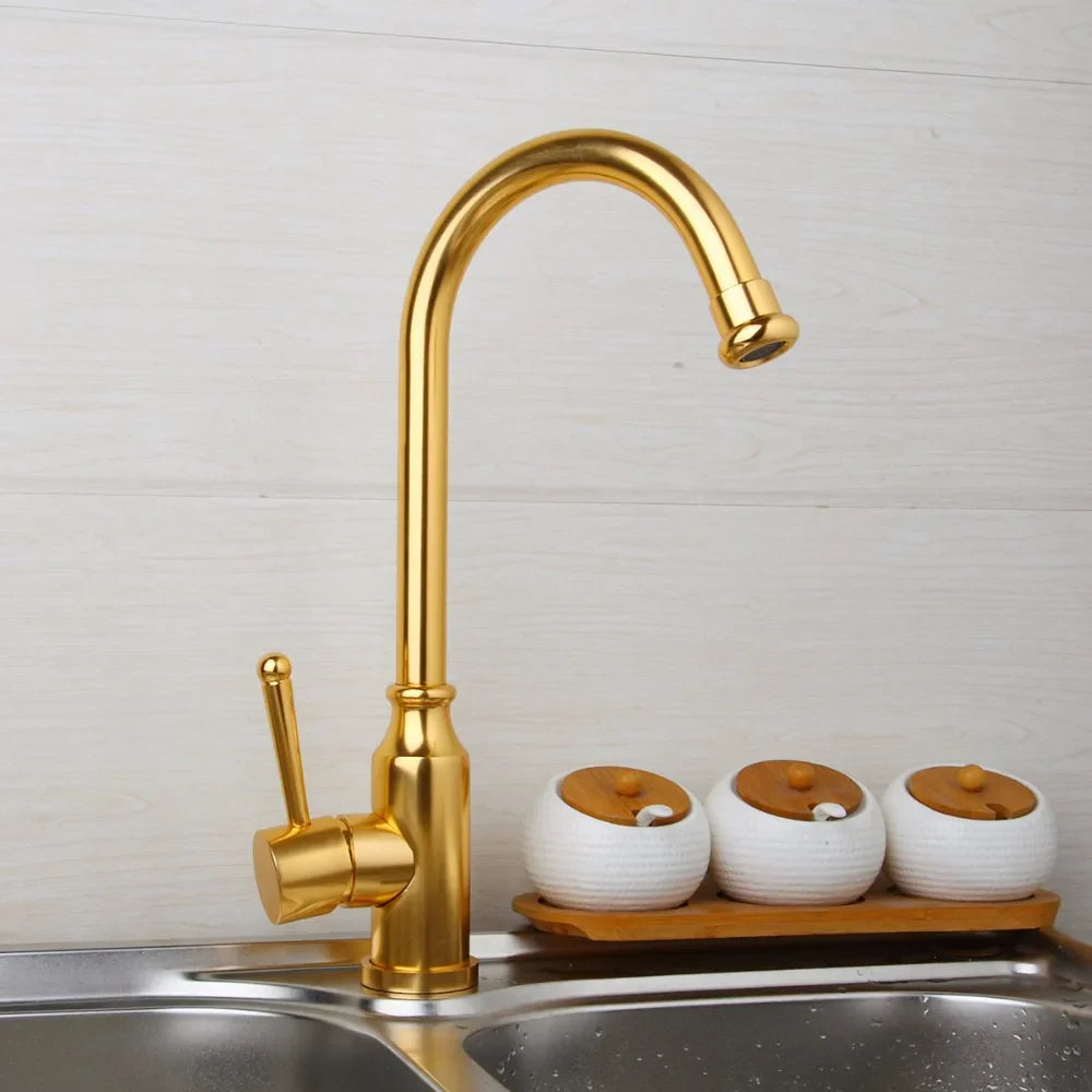 Afralia™ Rose Gold Kitchen Sink Mixer, Black Tap Faucet, Space Aluminium Metal