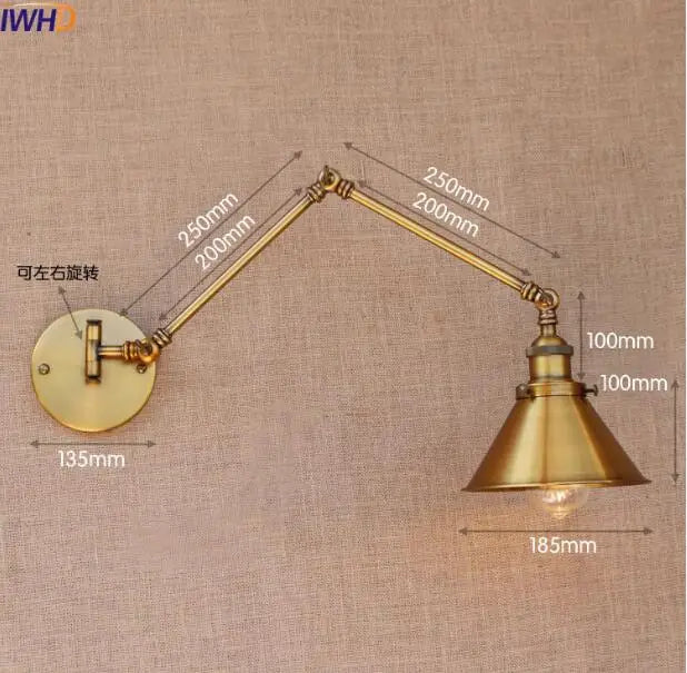 Afralia™ Swing Arm Wall Light Gold Copper Vintage Sconce Edison Loft Wall Lamp
