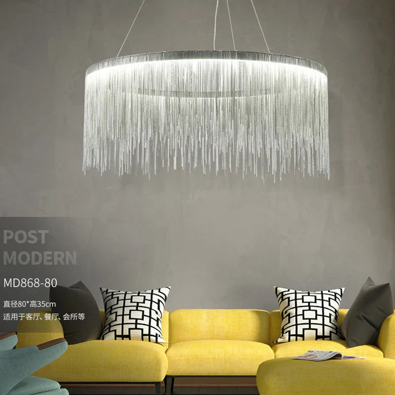 Afralia™ Modern Villa Art Chain Chandelier for Bedroom, Living Room, Restaurant