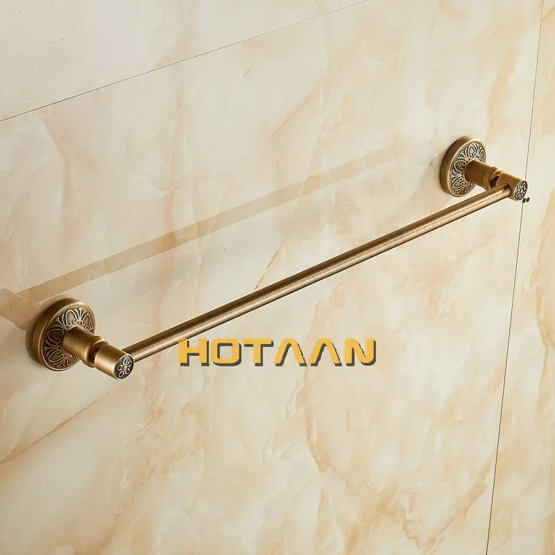 Afralia™ Antique Brass Single Towel Bar, Wall Mounted Bathroom Holder