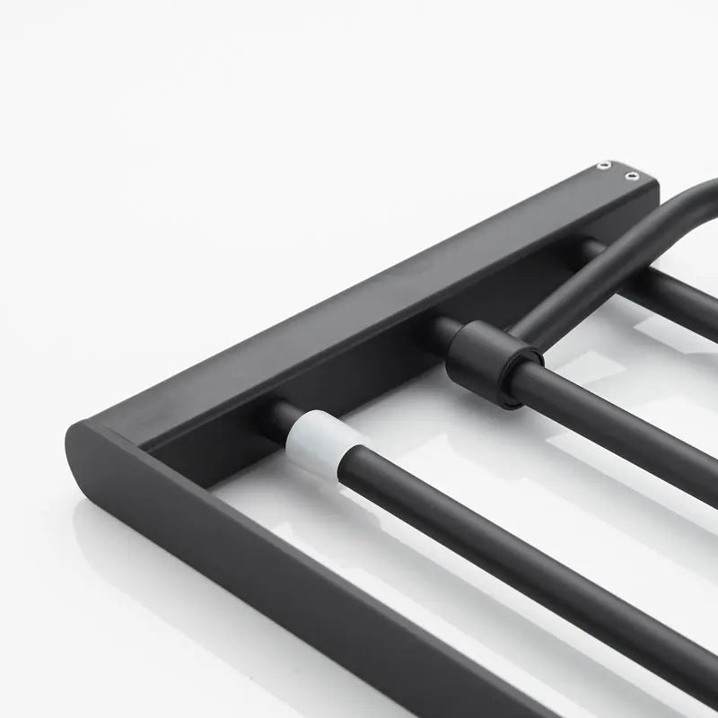 Afralia™ Matt Black Bathroom Accessories Set: Towel Rack, Corner Shelf, Paper Holder, Toilet Brush Holder.