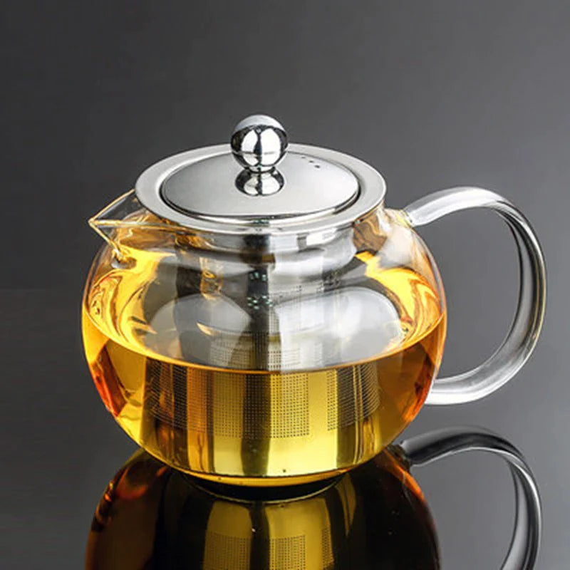 Afralia™ Glass Teapot with Stainless Steel Infuser, Clear Borosilicate, Heat Resistant, Flower Tea Pot