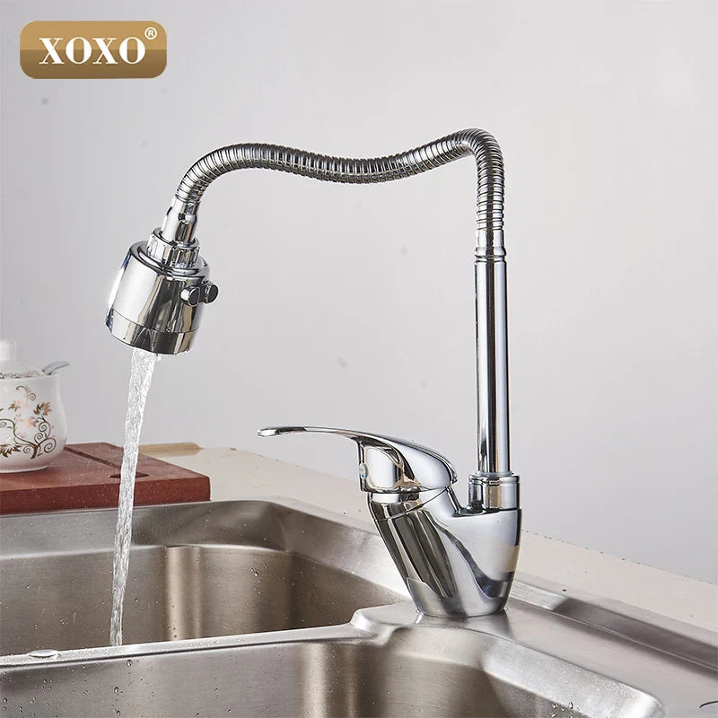 Afralia™ Brass Kitchen Faucet Mixer Tap with Multifunction Shower & Washing Machine