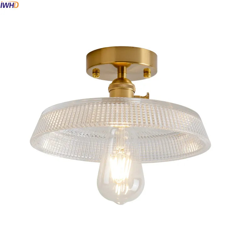 Afralia™ Nordic Glass Copper Ceiling Light LED Vintage Lamparas De Techo