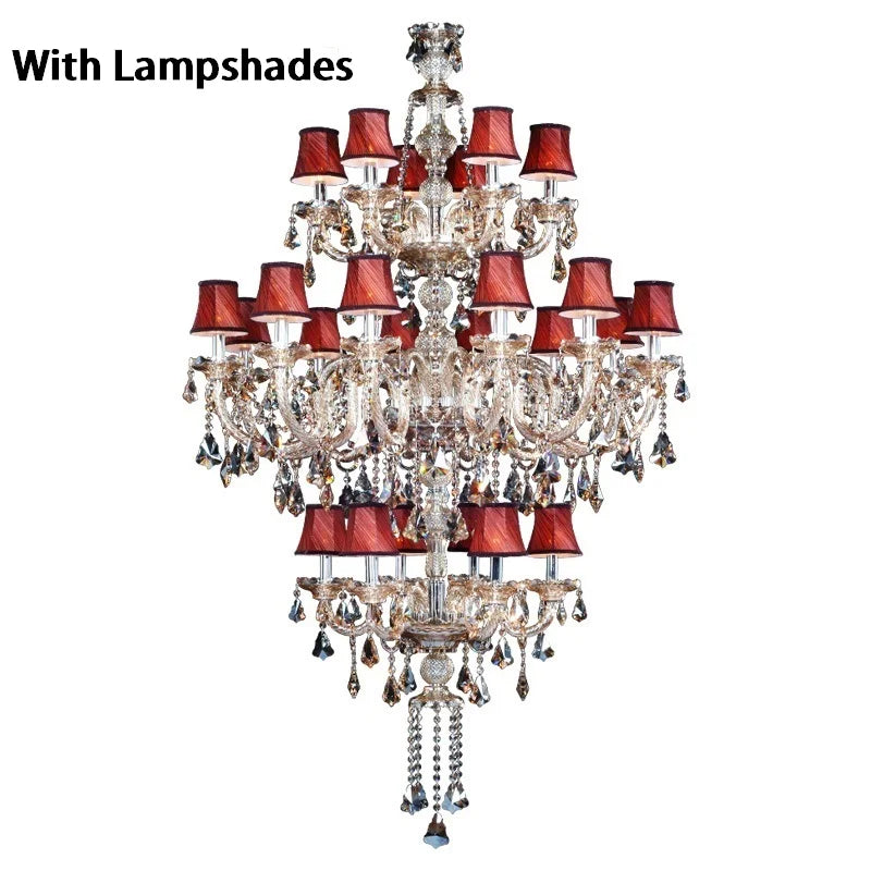 Afralia™ Luxury Crystal Candle Chandelier - 24 Lights, 3 Floors, Modern K9 Design